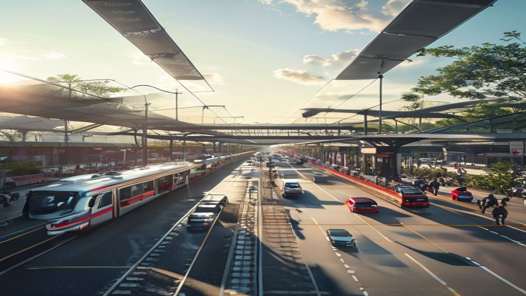 Stasiun Bekasi Timur dengan platform modern, jalur kereta commuter, dan penumpang menunggu di area peron
