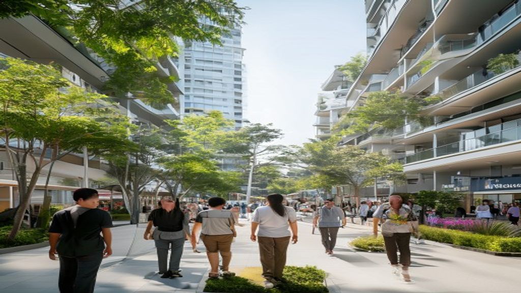 Mengenal Proyek xxi Summarecon Bekasi: Dampak dan Peluang Bagi Warga 2 Foto tampilan gedung XXI di Summarecon Bekasi dengan lampu neon dan kerumunan penonton menikmati film